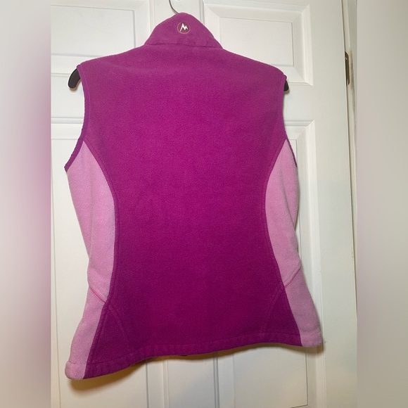 Marmot Woman’s Two Tone Pink Vest Fleece Size Medium Pink Fuschia Full Zip - Picture 7 of 10
